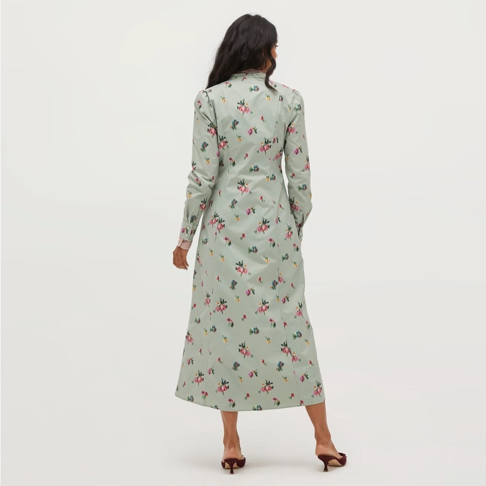 Hill House The Lucienne Dress In Sage Taffeta - Picture 3 of 11